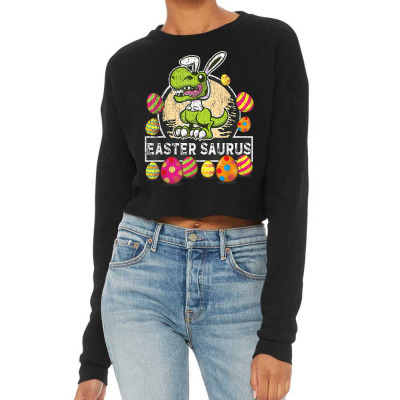 Easter Saurus Trex Happy Eastersaurus Bunny Dino Kids Boys T Shirt Cropped Sweater Designed By Rainaanik