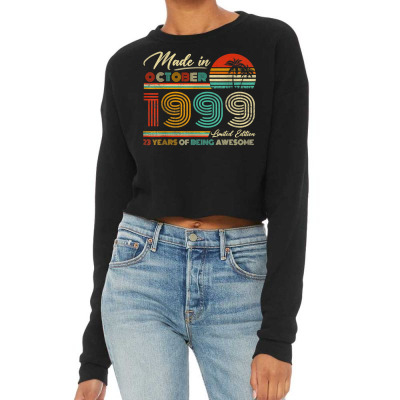 October 23 Year Old Vintage 1999 23th Birthday T Shirt Cropped Sweater Designed By Annabmika