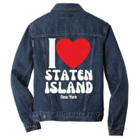 I Love Staten Island Lovers Retro Distressed Pullover Hoodie Men Denim Jacket | Artistshot