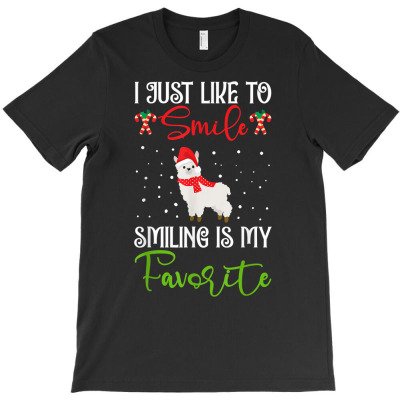 I Just Like To Smile Smiling Is My Favorite Llama Christmas T Shirt T-shirt Designed By Madeltiff