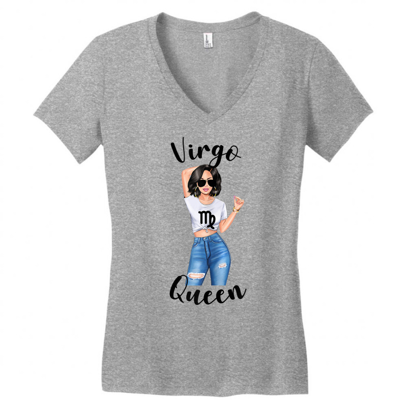 Womens Virgo Queen Mom Zodiac Astrology Birthday Symbol Sign T Shirt Women's V-Neck T-Shirt by belenfinl | Artistshot