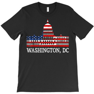 Retro Washington Dc Capitol Hill Usa Flag Souvenir T Shirt T-shirt Designed By Wowi