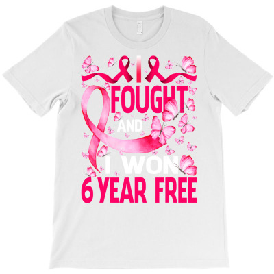 I Fought And I Won 6 Year Free Breast Cancer Butterfly T Shirt T-shirt Designed By Ebertfran1985