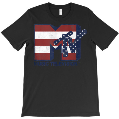 Mtv Red White Blue American Flag Stars Stripes Logo Tank Top T-shirt Designed By Vaughandoore01