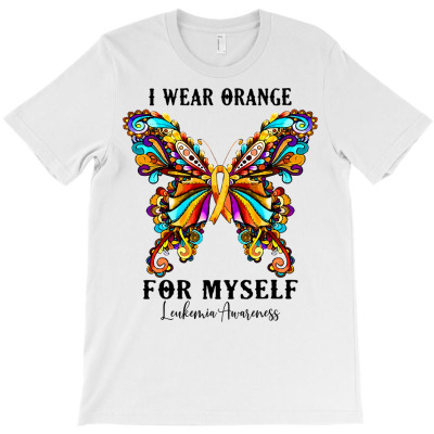 I Wear Orange For Myself Leukemia Awareness Butterfly T Shirt T-shirt Designed By Ebertfran1985