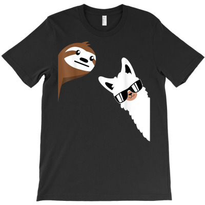 Llama And Sloth Alpaca Farmer Farm Funny Animals Sloth T Shirt T-shirt Designed By Madeltiff