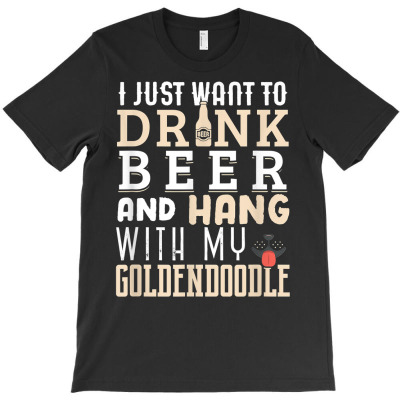 Goldendoodle Dad Shirt Funny Father's Day Doodle Dog Beer T Shirt T-shirt Designed By Naythendeters2000