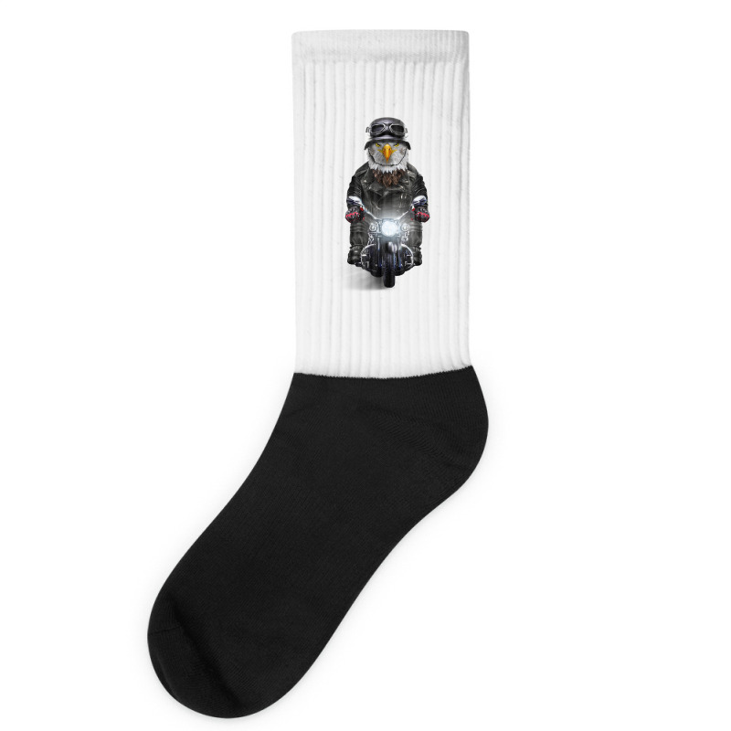 Bald Eagle Riding Motorcycle   T Shirt Socks | Artistshot