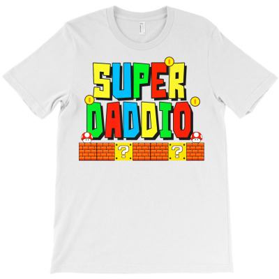 Mens Super Daddio Shirt Funny Saying Gamer Father’s Day Gift Premium T-shirt Designed By Moniqjayd