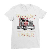 Womens Truckin Since 1983 Trucker Big Rig Driver 39th Birthday V Neck Ladies Fitted T-shirt | Artistshot