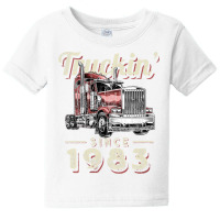 Womens Truckin Since 1983 Trucker Big Rig Driver 39th Birthday V Neck Baby Tee | Artistshot