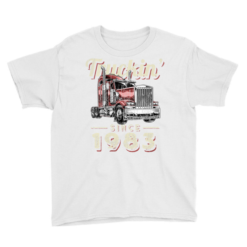 Womens Truckin Since 1983 Trucker Big Rig Driver 39th Birthday V Neck Youth Tee by saldeenshakir | Artistshot