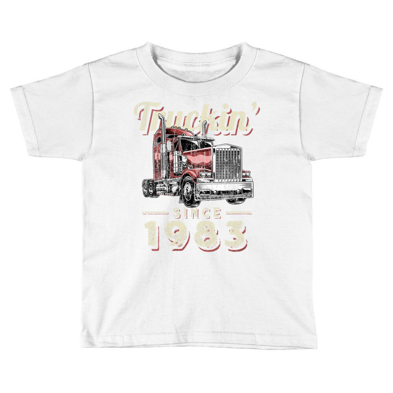 Womens Truckin Since 1983 Trucker Big Rig Driver 39th Birthday V Neck Toddler T-shirt by saldeenshakir | Artistshot