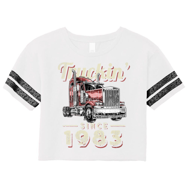 Womens Truckin Since 1983 Trucker Big Rig Driver 39th Birthday V Neck Scorecard Crop Tee by saldeenshakir | Artistshot