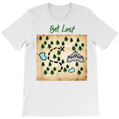 Get Lost Map Hiking Outdoors Adventure Nature Trekking Camp T Shirt T-shirt Designed By Carlakayl