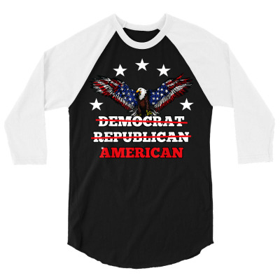 Democrat  Republican  American Usa Eagle T Shirt 3/4 Sleeve Shirt Designed By Sand King