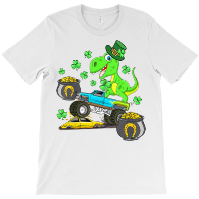 Kids St Patricks Day Monster Truck Dinosaur For Boys Toddler T Shirt T-shirt Designed By Rainaanik