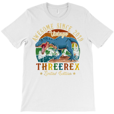 Kids Third Dinosaur 3 Year Old 2019 Three Rex 3rd Birthday T Shirt T-shirt Designed By Rainaanik
