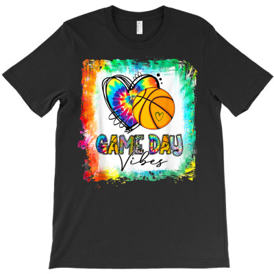 Bleached Basketball Game Day Vibes Basketball Mom Tie Dye T Shirt T-shirt Designed By Carlakayl