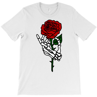 Skeleton Hand Holding Rose Hoodie, Tattoo Hoodies Pullover Hoodie T-shirt Designed By Shyanneracanello