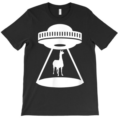Llama Abduction Alien Spaceship Space   Cute Funny Retro T Shirt T-shirt Designed By Rainaanik