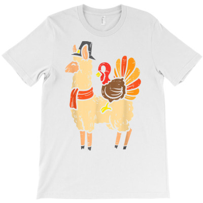 Llama Turkey Funny Cute Animals Thanksgiving Women Kids T Shirt T-shirt Designed By Rainaanik