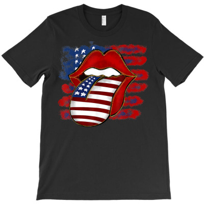 American Lips American Flag Usa 4th Of July Patriotic Women T Shirt T-shirt Designed By Carlakayl