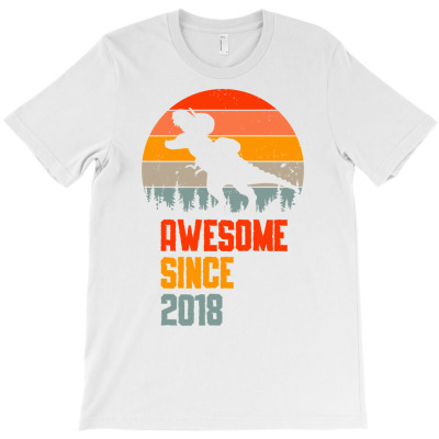 Awesome Since 2018 3rd Birthday Kids Dinousar 3 Year Old Boy Long Slee T-shirt Designed By Espermarl