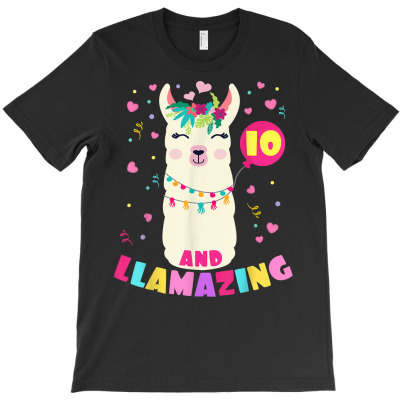 Llamazing 10 Years Old Girl Birthday Cute Llama Alpaca Kids T Shirt T-shirt Designed By Rainaanik