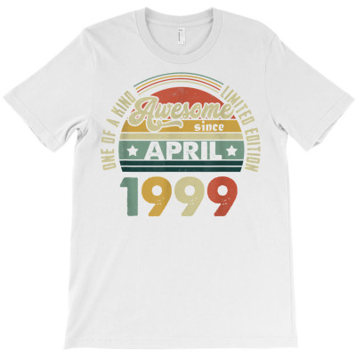 Vintage Retro April 1999 23rd Birthday Gift 23 Years Old T Shirt T-shirt Designed By Shyanneracanello