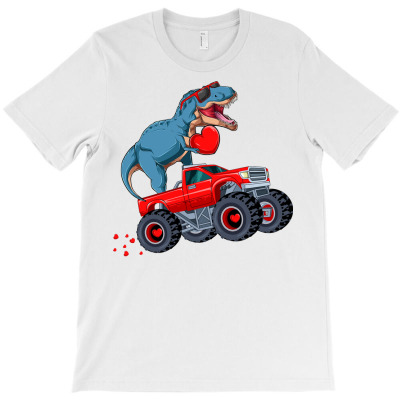 Kids Valentines Day T Rex Riding Monster Truck Funny Toddler Long Slee T-shirt Designed By Espermarl