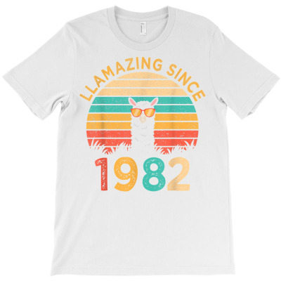 Llamazing Since 1982 Llama Wearing Sunglasses Funny Birthday T Shirt T-shirt Designed By Rainaanik