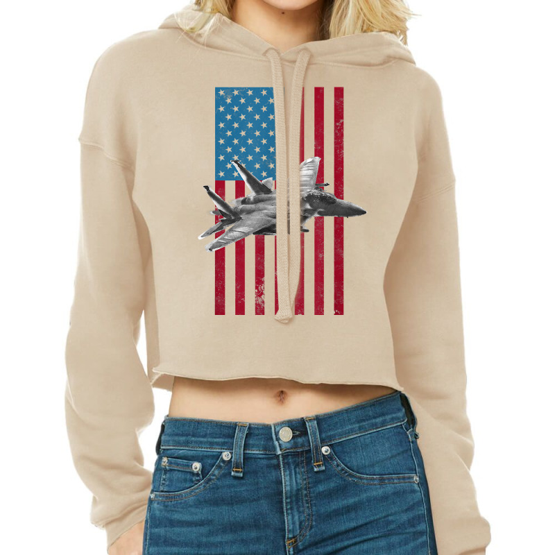 F 15 Strike Eagle 2 Usa American Flag Tee   Military T Shirt Cropped Hoodie by Sand King | Artistshot