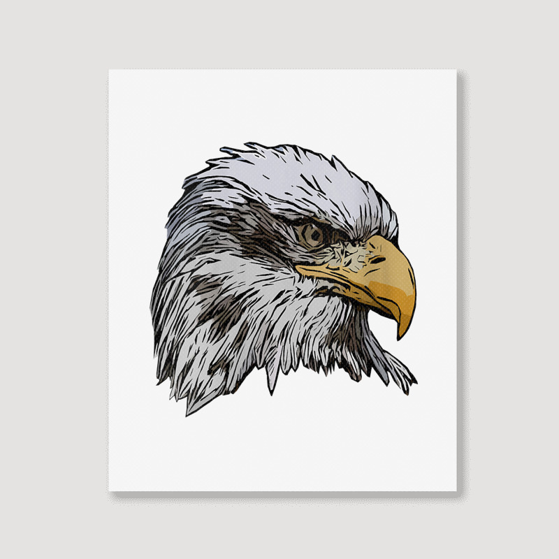 Womens Eagle Imprint American Bird Animal Retro Art Motif Bald V Neck Portrait Canvas Print | Artistshot