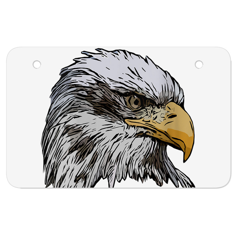 Womens Eagle Imprint American Bird Animal Retro Art Motif Bald V Neck Atv License Plate | Artistshot