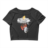 Chick And Rooster Water Reflection T  Shirt Chick And Rooster Water Re Crop Top | Artistshot