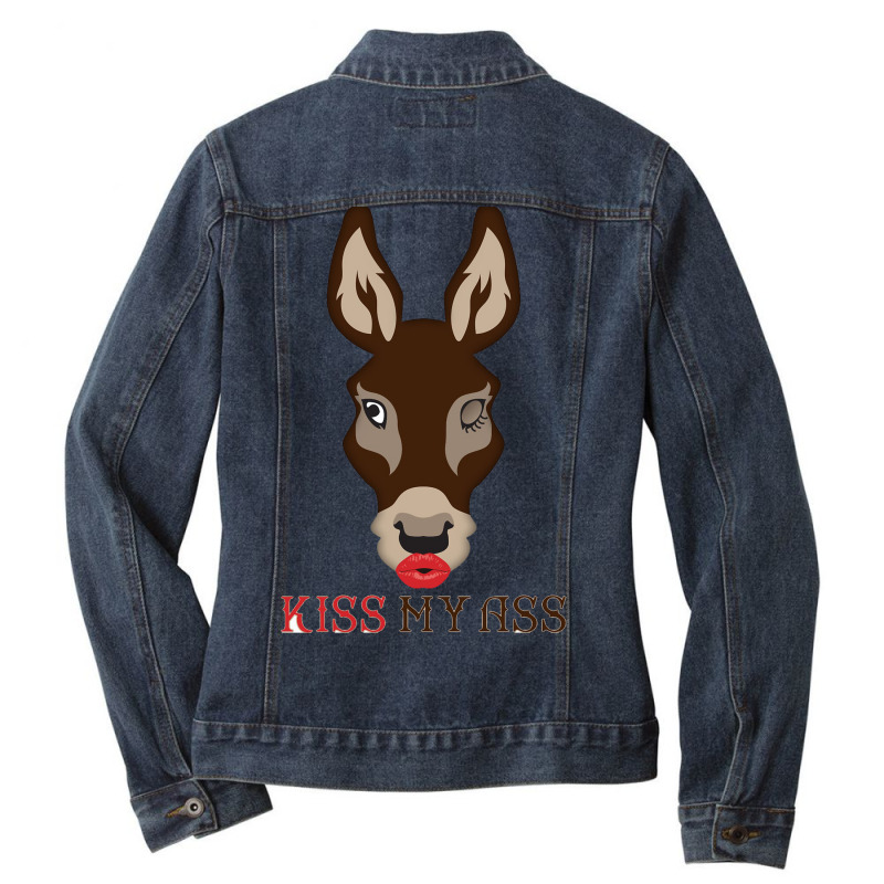 Kiss My Ass Ladies Denim Jacket by GindhiArt | Artistshot