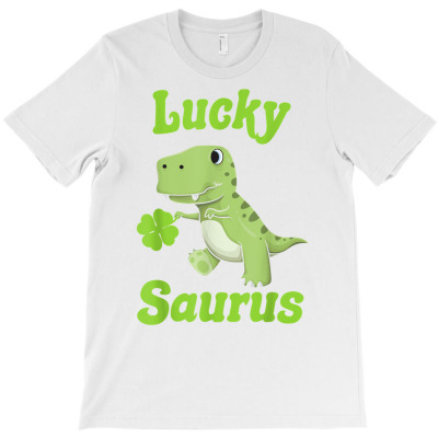 Luckysaurus Trex Shamrock Dinosaur St Patricks Day Boys T Shirt T-shirt Designed By Rainaanik