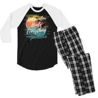 Saltwater Heals Everything, Cool Unique Beach Fun Ocean T Shirt Men's 3/4 Sleeve Pajama Set | Artistshot