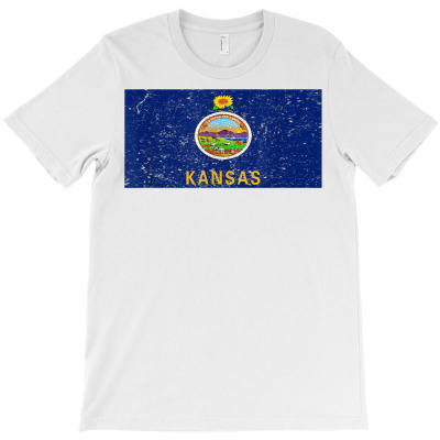 Kansas State Flag   Vintage Kansas Flag T Shirt T-shirt Designed By Kunkka