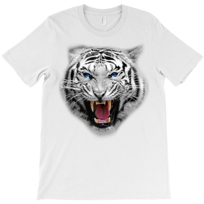 Awesome White Tiger Big Face Gift Funny Big Cat Design Tank Top T-shirt Designed By Dinyolani