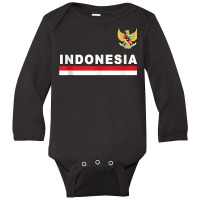 Indonesia Sporty Flag Stripe And Eagle Emblem Design Tank Top Long Sleeve Baby Bodysuit | Artistshot