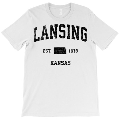 Lansing Kansas Ks Vintage Sports Design Black Print T Shirt T-shirt Designed By Kunkka
