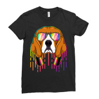 Beagle Dog Music Beagle Dj With Headphones Musical Dog Lovers 3 Beagle Ladies Fitted T-shirt | Artistshot