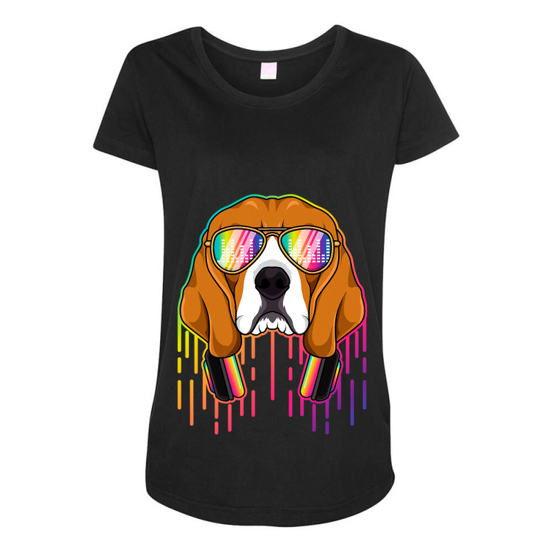 Beagle Dog Music Beagle Dj With Headphones Musical Dog Lovers 3 Beagle Maternity Scoop Neck T-shirt by offensejuggler | Artistshot