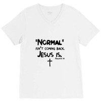 Womens Normal Isn't Coming Back But Jesus Is Revelation 14 Costume V-neck Tee | Artistshot