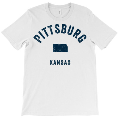 Pittsburg Kansas Ks Vintage 70s Sports Design Navy Print T Shirt T-shirt Designed By Kunkka