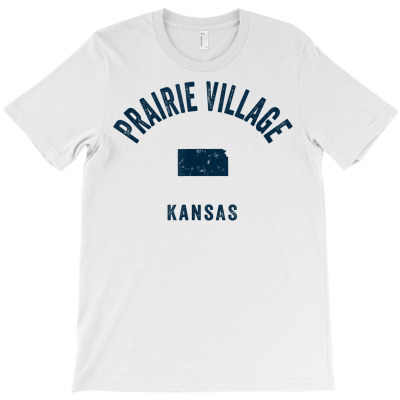 Prairie Village Kansas Ks Vintage 70s Sports Navy Print T Shirt T-shirt Designed By Kunkka