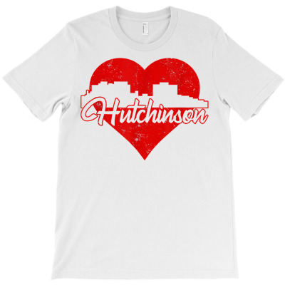 Retro Hutchinson Kansas Skyline Red Heart Distressed T Shirt T-shirt Designed By Kunkka