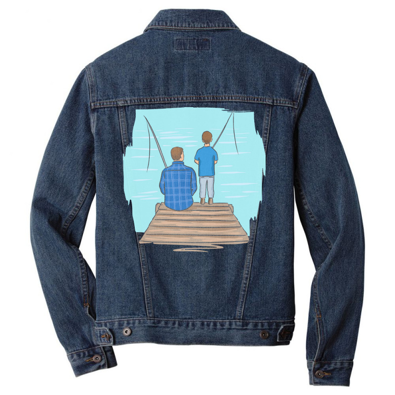 Father T  Shirt Father Fatherhood Father's Day Son Anglers T  Shirt Men Denim Jacket | Artistshot